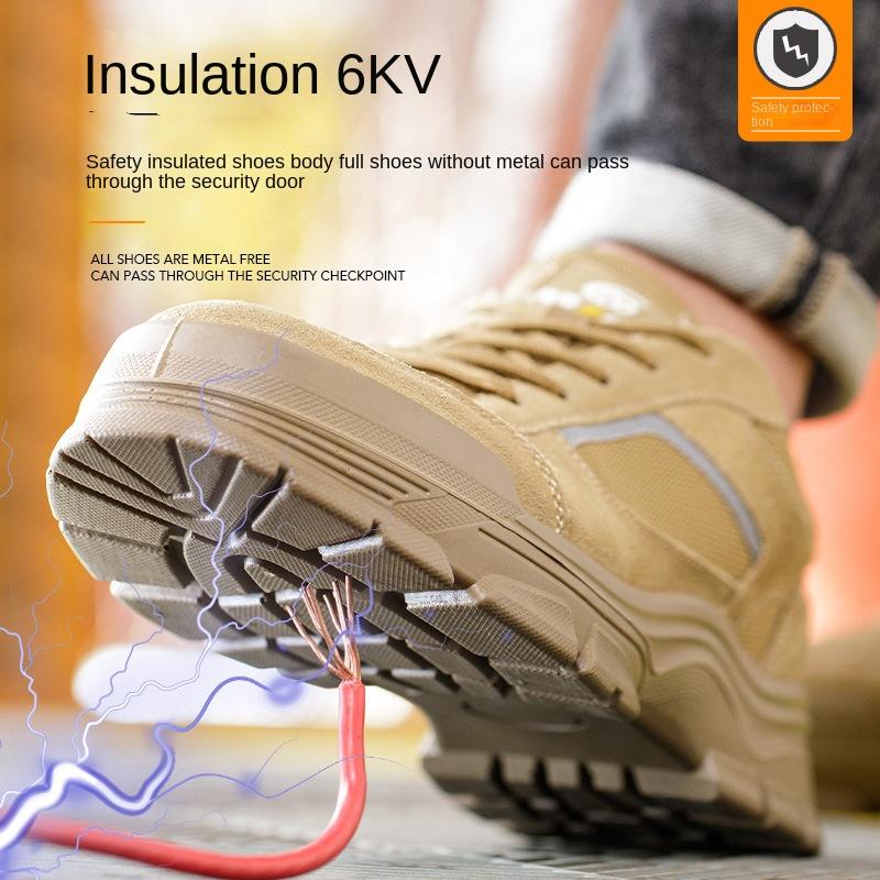 Labor Insurance Shoes Men's Anti-smashing, Anti-piercing, Insulated Solid Bottom, Leather Wear-resistant and Breathable Ultra-light Safety Shoes