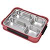 Multifunctional Stainless Steel Divided Dinner Tray Food Plate for Students School CanteenHawthorn Red (4 Compartments )