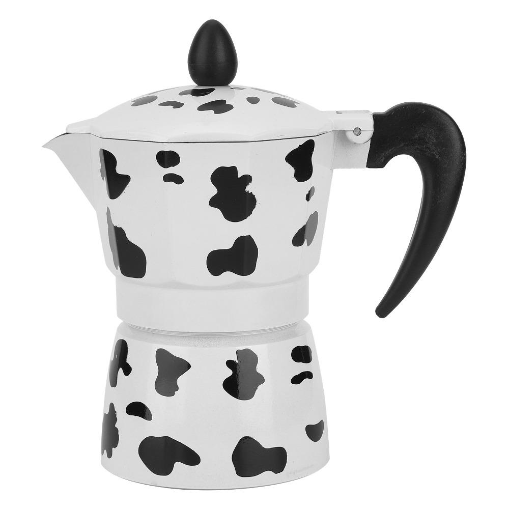 Aluminium Moka Pot Milk Cow Color Coffee Maker Coffee Brewing Aluminium Coffee Pot  Coffee Shop