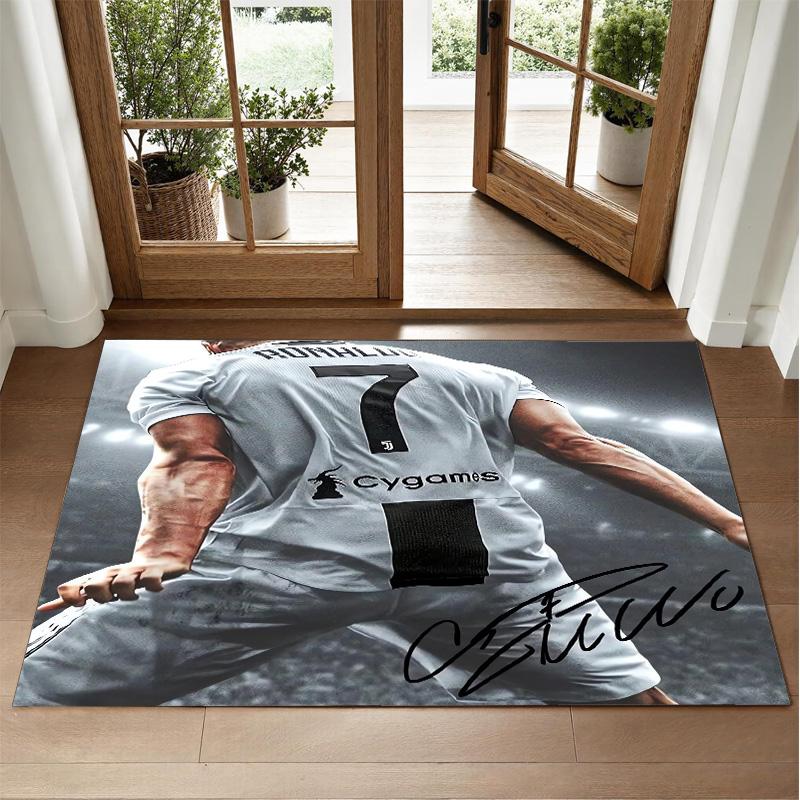 Cristiano Ronaldo Design Crystal Velvet Rug Soft Decorative Mat for Bedroom Entrance
