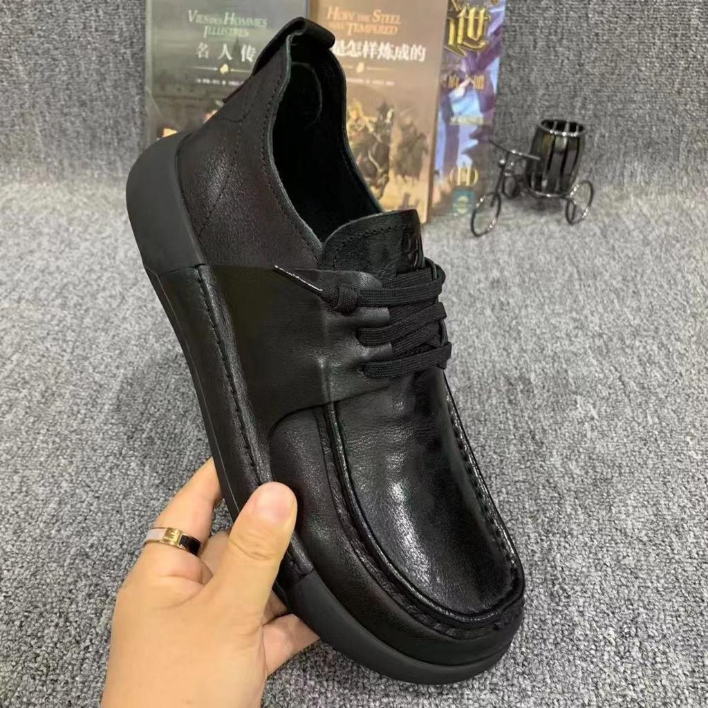 Leather Breathable Men's Shoes Velvet 2025 Autumn and Winter New Soft Surface Thick Sole Trend Versatile Hollow Casual Leather Shoes Men