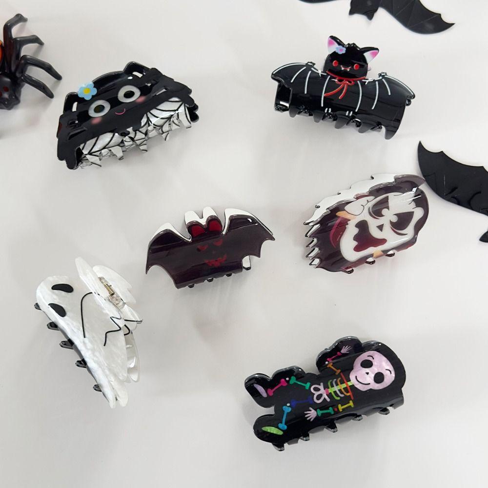 Acrylic Halloween Hair Claw Spider Skeleton Shark Clip Creative Halloween Themed Gripper Women