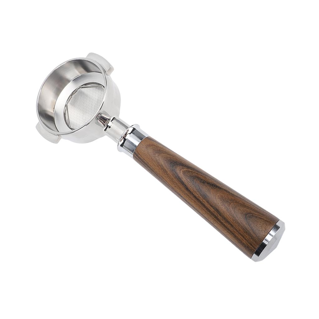 58-мм бездонный портафильтр с одним носиком из нержавеющей стали для кофе с деревянной ручкой