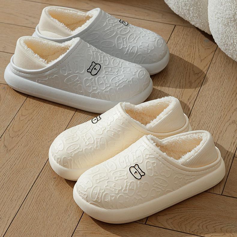 Хлопковые тапочки Little Bear, новые популярные женские домашние плюшевые милые водонепроницаемые и противоскользящие плюшевые тапочки на толстой подошве
