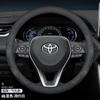 Protector de cuero para volante de coche, 38cm, para Toyota Corolla Fortuner Sequoia Auris Avensis YARIS   Rav4 4Runner C-HR H3