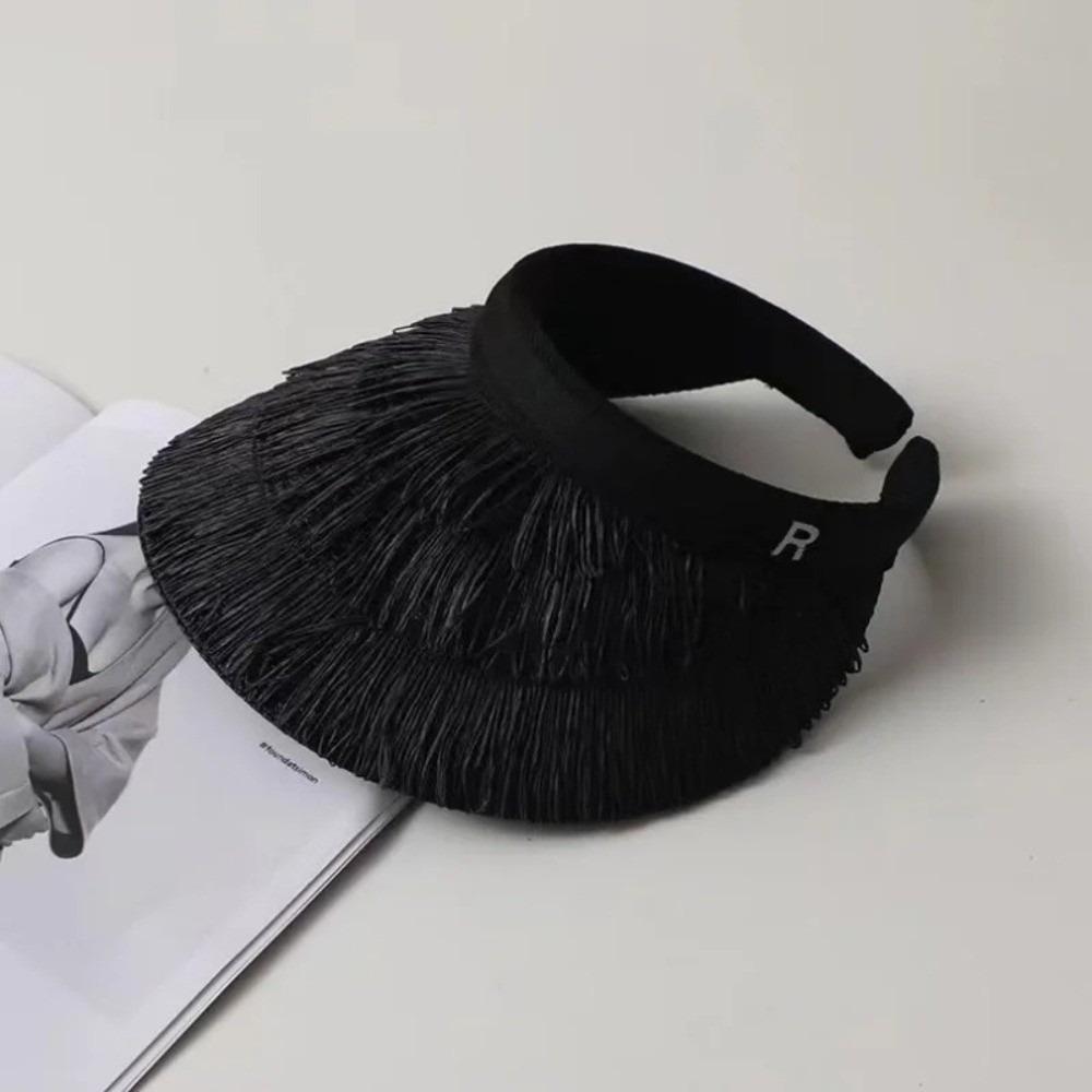 Fashion Tassel Design Straw Hats UV Protection Straw Braid Sunshade Cap Wide Brim Beach Sunhat Summer Outdoor Activities Use