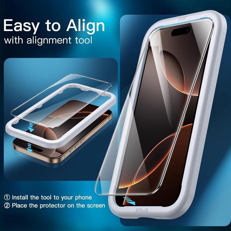 Защитная пленка для iPhone 16 Pro Max HD, закаленное стекло 9H, антибликовое кольцо, прозрачное HD, устойчивое к царапинам, подходит для чехлов