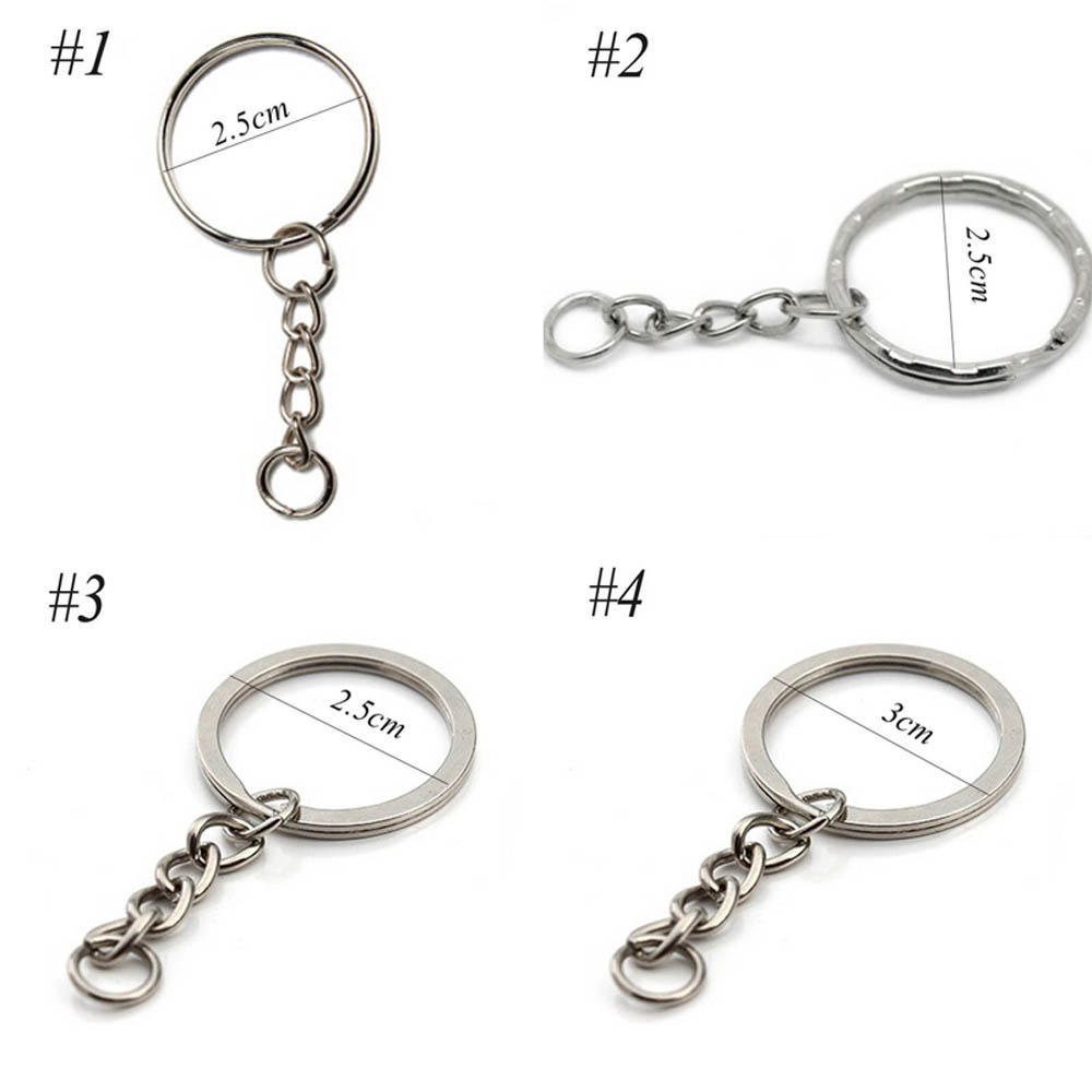 25mm NEW DIY Polished Silver Keychain Keyring Key Fob Short Chain