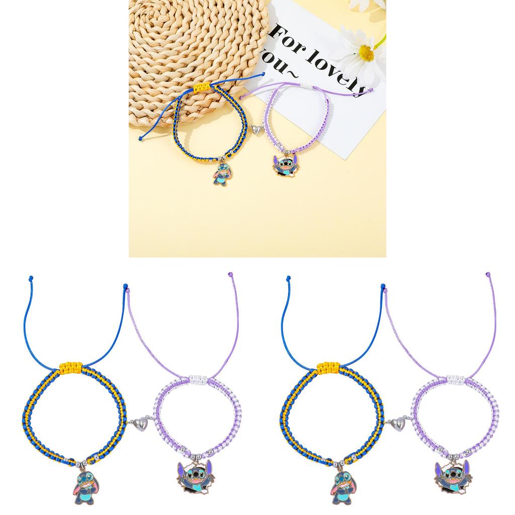 Stitch Friendship Gift Cartoon Stretch Bracelet With Zinc Alloy Clasp For Couples