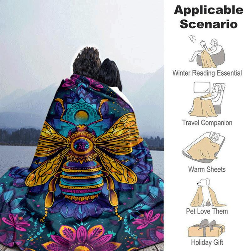 1pc Bee Printing Lightweight Flannel Blanket, Comfortable and Warm Blanket, for Camping Sofa Bed and Couch Office, Suitable for Gift Blankets