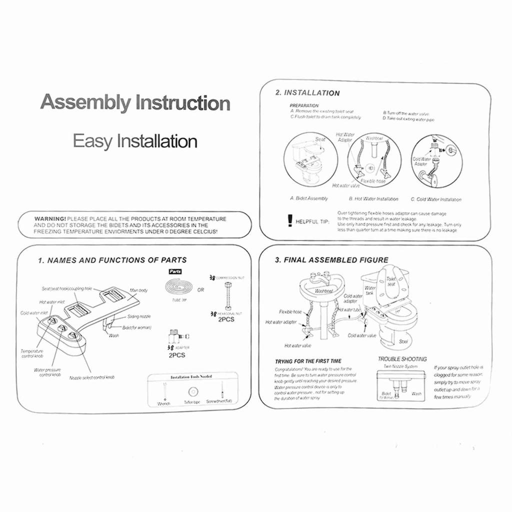 Горячий Холодный Биде Самоочищающийся Двойной Сопло Насадка для Унитаза Спрей Неэлектрическое Сиденье для Ванной