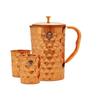 Pure Copper Drinkware Gift Set of 1 Jug & 2 Glass with Gift Box & Diamond Hammered Design, Jug-1.5 Litre & Glass-300 ML