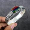 Natural Mystic Topaz Gemstone 925 Sterling Silver Cuff Bangle Adjustable B6D28