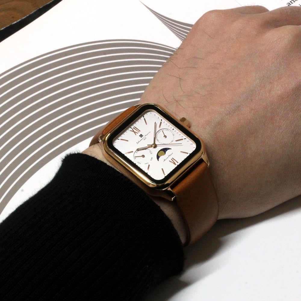 Ремень из кожи с квадратным календарем и фазами Луны, водонепроницаемый, деловой, формальный, ограниченная модель, розовый, золотой, белый [Salvatore Mara] для мужчин