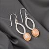 Rare Peach Moonstone Gemstone 925 Sterling Silver Handmade Jewelry Earrings 2" EE-87-29