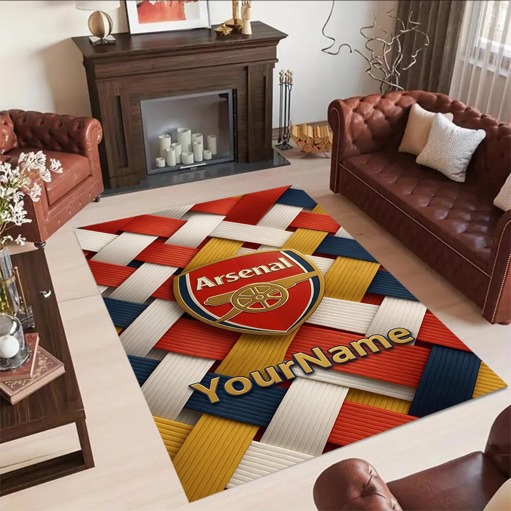 Arsenal Customize Text Carpet Suitable for Bedrooms Entryway Balcony Decorate room Anti-slip Rug Office home decor Best for Christmas