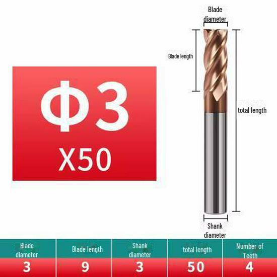 Фреза из вольфрамовой стали с 4 режущими кромками, 55 градусов - цельный твердосплавный концевой резец с прямым хвостовиком - фреза с ЧПУ
