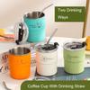 300ml Drinking Cup With Straw Portable Stainless Steel Coffee Cups Mug With Lid Heat Resistant Tea Cup Tumbler Travel Mug