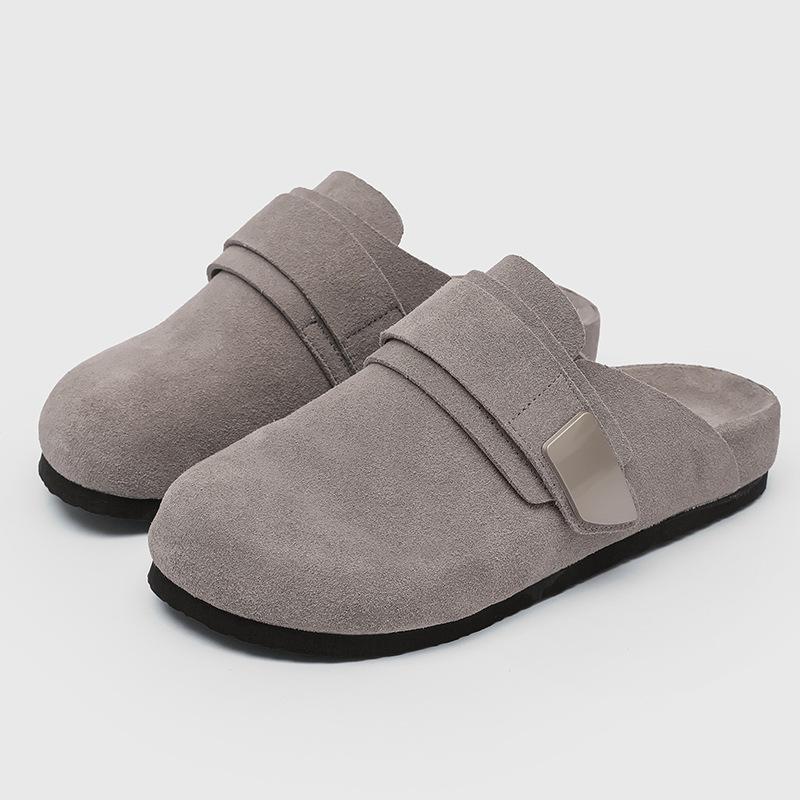 Маленькие по дизайну туфли Boken для мужчин, удобные и нескользящие для ношения на улице, ленивые шлепанцы для ношения на улице на одной педали 59901 серый-J