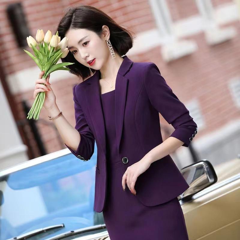Women's Long-Sleeve Business Suit: Autumn/Winter Skirt & Blazer Two-Piece Set