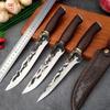 High-Carbon Steel Forged Butcher Boning Knife Kitchen Meat Cleaver Handmade Fishing Knives with Wood Handle