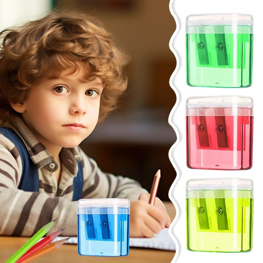 Dual Holes Pen Sharpener With Lid Pencil Sharpening Tool New Pencil Sharpeners  Student Stationery