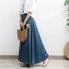 Длинная джинсовая юбка больших размеров, женская осенняя тонкая драпировка, полудлинная юбка-зонтик А-силуэта с высокой талией