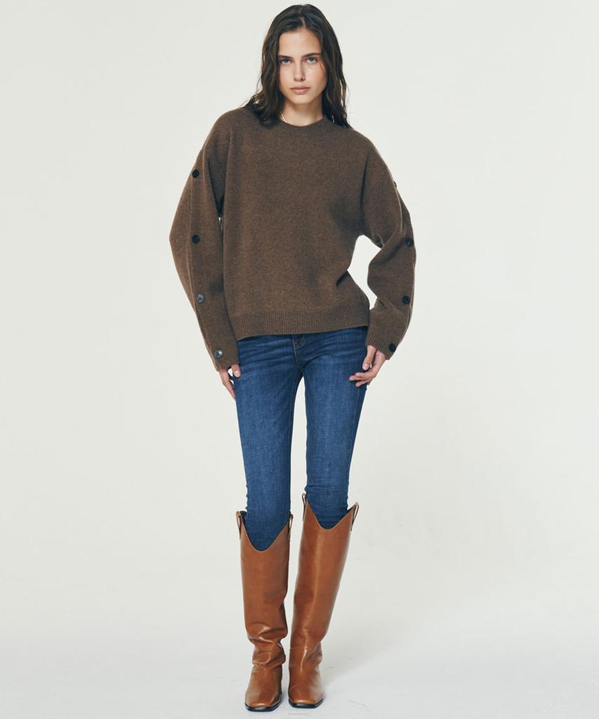 GUAV Slit Button Sleeve Knit_Mocha