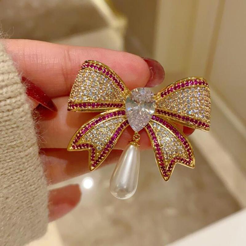 Temperament Bowknot Brooches For Women Girls Delicate Corsage Elegant Suit Pins Clothing Accessories Gifts