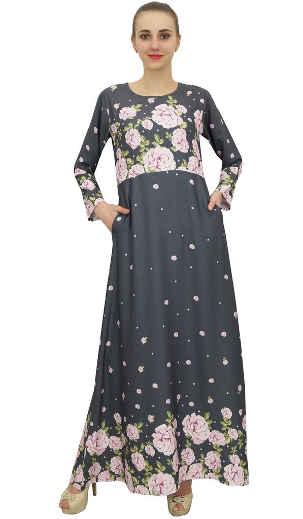 Bimba Женская повседневная цветочная цифровая печать длинная черная макси дизайнер