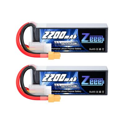 Аккумулятор Zeee 3S LiPo, 2200 мАч, 11,1 В, 120C, с разъемом XT60, 2 шт., для радиоуправляемых вертолетов, самолетов, FPV дронов и многого другого