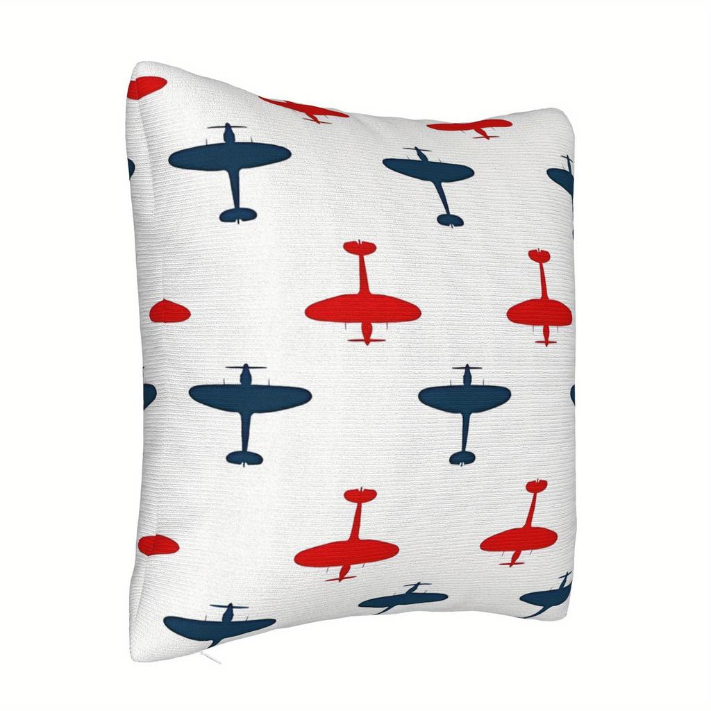 1Pc Raf Spitfire Airplane Pattern Decorative Pillowcase – Soft, Machine Washable, Zipper Closure, Contemporary Style For Living