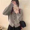 Round Neck Wool Cardigan Jacket Women's Short Bow Loose Knit Sweater Autumn