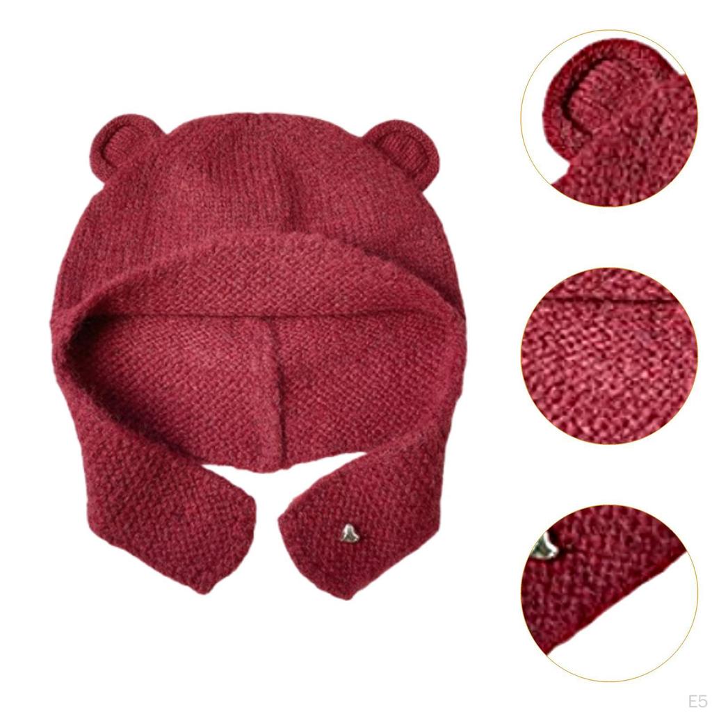 Bear Ear Knit Beanie for Cold Weather Outdoor Activities