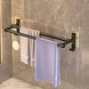 Self Adhesive Bathroom Towel Holder Shelf Without Drilling Punch Free Towel Rack Double Bar Wall Mount Shower Towel Hanger Rail