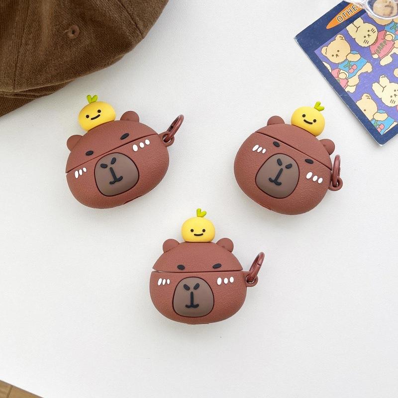 Cute orange capybara for AirPods pro1 protective case cartoon 1st generation third generation apple bluetooth headset case
