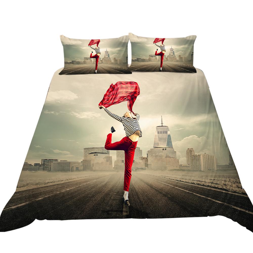 Роскошный домашний комплект постельного белья с 3D танцевальным узором, полноразмерное пододеяльник и наволочка, моющееся удобное постельное белье для спальни с принтом теней для танца