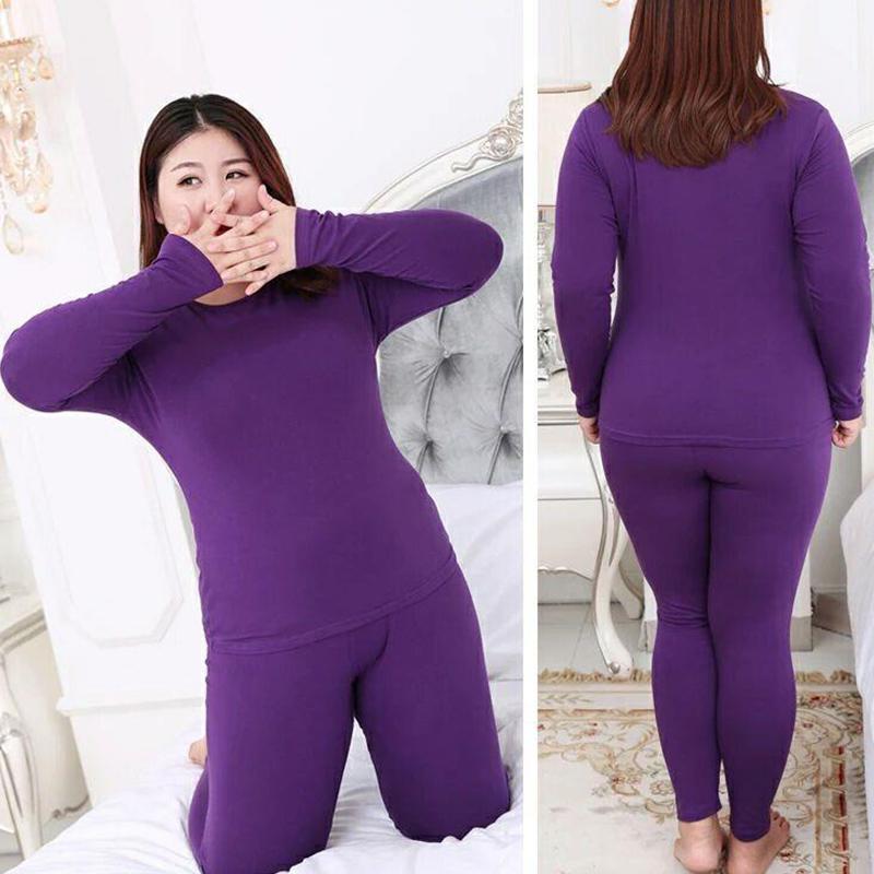 Thermal Underwear Ladies Extra Fat Cotton Thick Pajamas Plus Size Autumn Clothes Long Trousers Suit