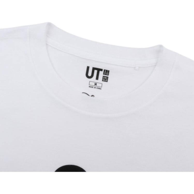 Uniqlo × Хлопковая футболка унисекс с принтом Микки Мауса из мультфильмов Disney, с круглым вырезом, коротким рукавом, Белая 438083-00