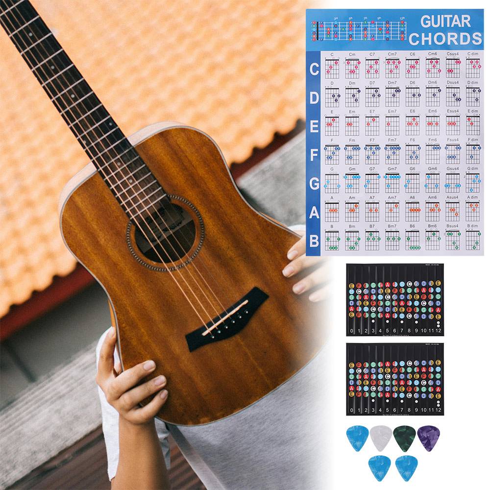 Printed Vinyl Paper Guitar Practice Chord Chart Coated Paper Chord Fingering Diagram For Kids