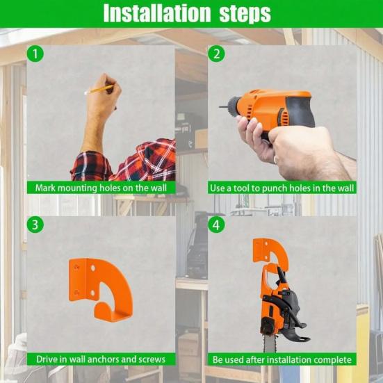 Подвеска для бензопилы Прочная несущая Простая установка Сверхпрочная Настенный держатель для бензопилы Стойка для цепной пилы