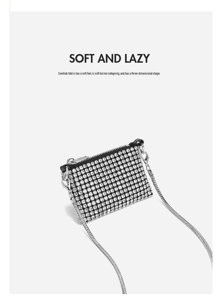 2025 Spring Fashion Rhinestone Chain Crossbody Lipstick Bag