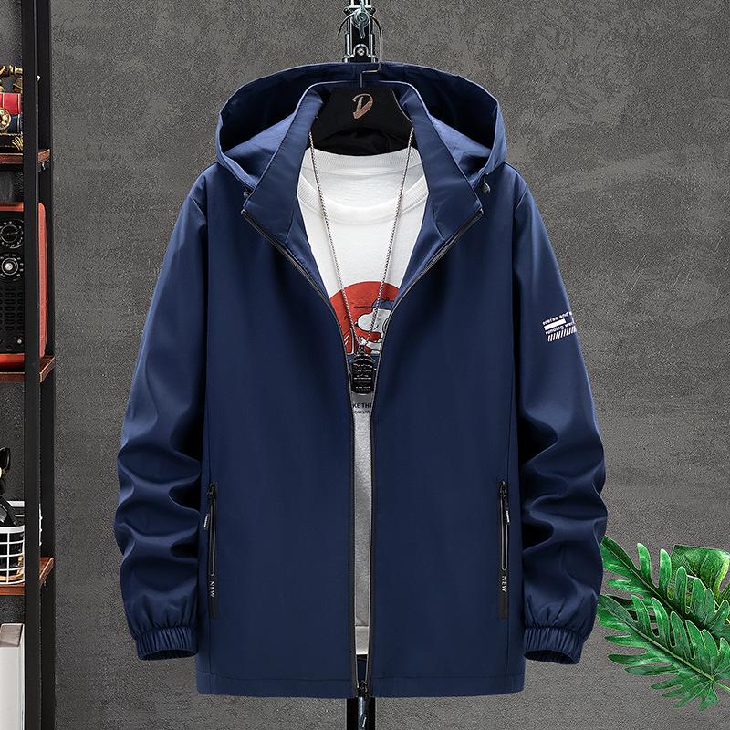 Spring and Autumn New Popular Jacket Men's Casual Plus Fat Hooded Trench Coat Simple Casual Loose Coat