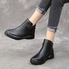 Fashion GKTINOO Winter Genuine Leather Ankle Boots Round Toe 2024 Handmade Lady Soft Flat Shoes Comfortable Side Zip Short Boot