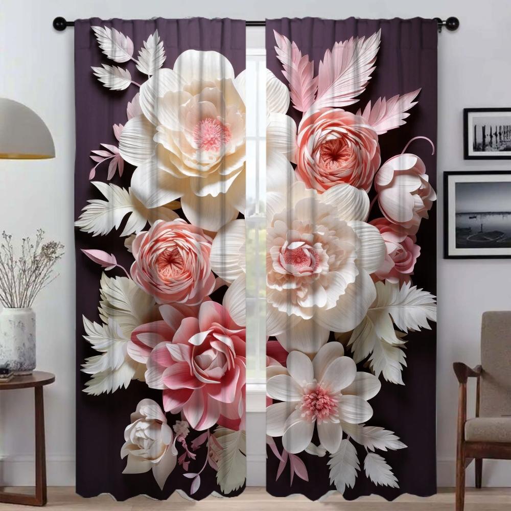 Шторы для гостиной Шторы для комнаты 2 панели 3D Цветочные украшения на Хэллоуин Шторы Жалюзи Домашний интерьер Шторы Перегородка