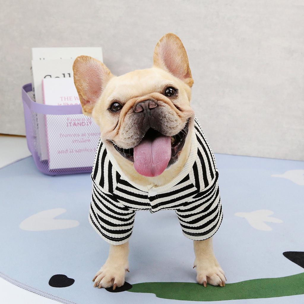 Pet Clothing Autumn and Winter Pet Cats Medium-sized Dog Bi-Legged Clothes Striped Cardigan