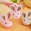 Cute Cartoon Rabbit Furry House Slippers for Girls, Warm Non-Slip Soft Indoor Walking Shoes for Autumn and Winter