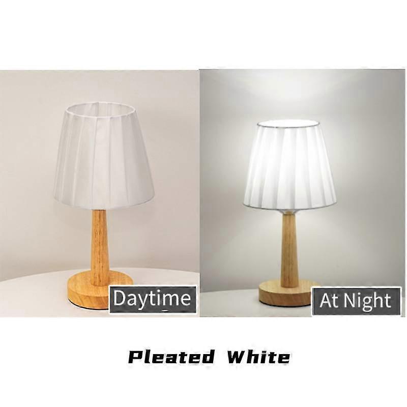 LED Table Lamp Wooden Decorative Bedroom Bedside Desk Lamp Nordic Linen Lamp Shade USB Charging