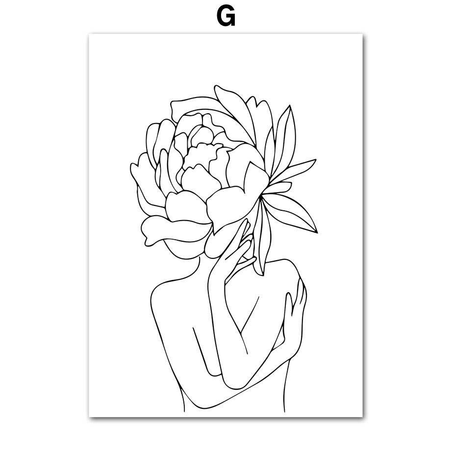 Woman Abstract Lines Minimalism Flower Lips Posters Prints Canvas Painting Nordic Wall Art Pictures Living Room Home Decor
