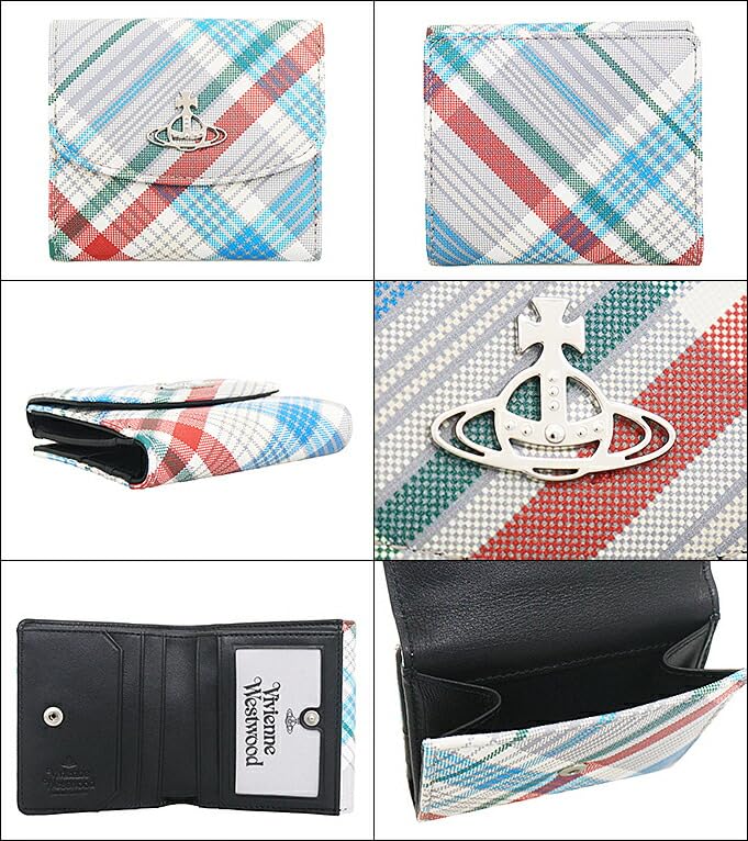 Кошелек Vivienne Westwood 51150003U L0057 Клетка Мадрас Принт Кожа Сафьяно Маленький кошелек [Vivienne Westwood] (Кошелек Bifold) Женский [Бренд] [Товар]